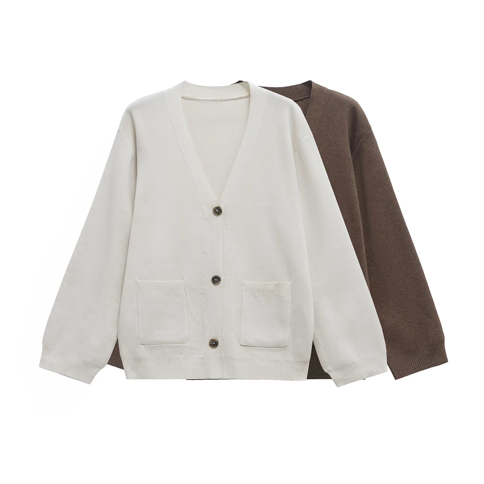 Women Casual Knit Cardigan V-Neck Buttons Sweater Cardigan New 2026 Fashion Autumn Fall Simple Versatile Brown Cardigan